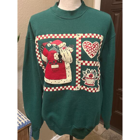 Vintage Puff Print Christmas Sweatshirt 90s - Picture 1 of 5